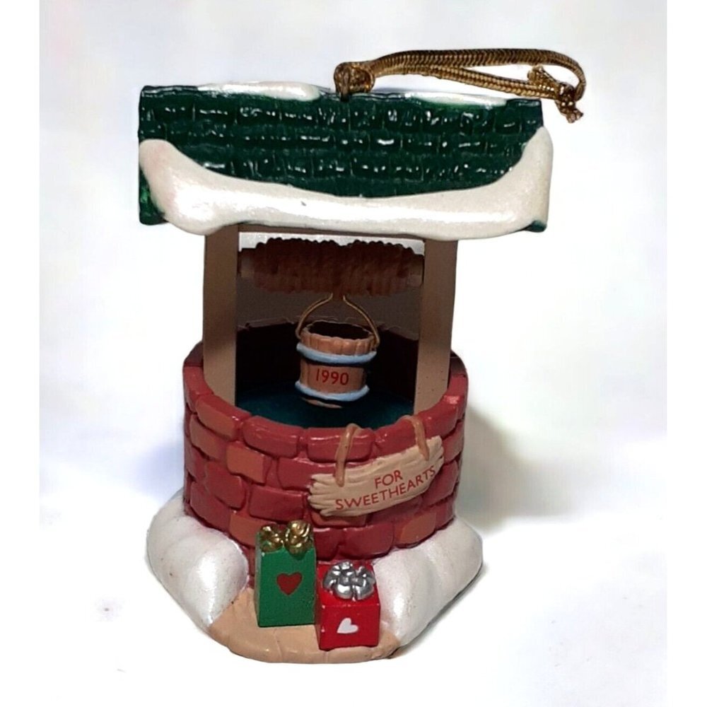 Vintage Hallmark Christmas Ornament For Sweathearts Snowy Wishing Well 1990
